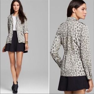 Lily Aldridge for Velvet Neutral Leopard Print Utility Jacket XS Petite P